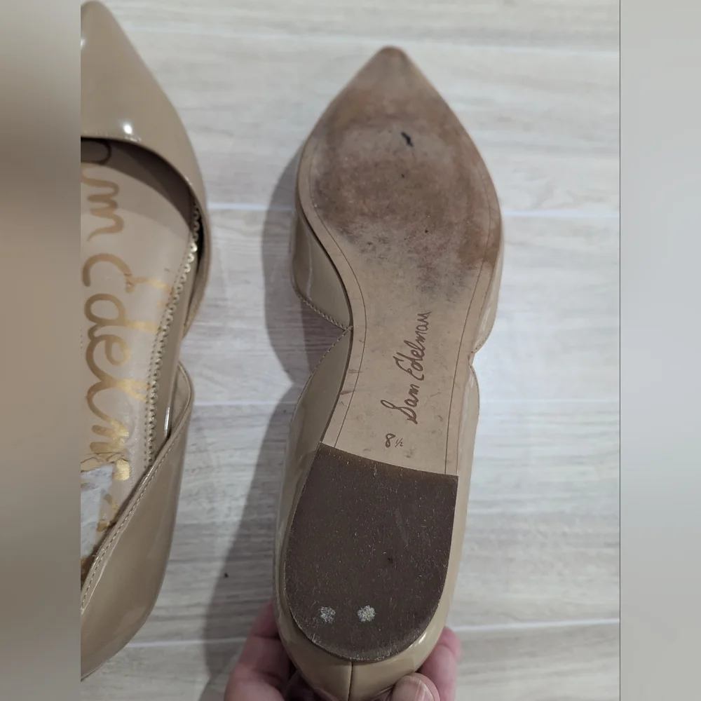 Sam Edelman Oatmeal Tan Beige Rodney d’Orsay flats Size 8.5 EU 38.5 *Flaws - Picture 7 of 11
